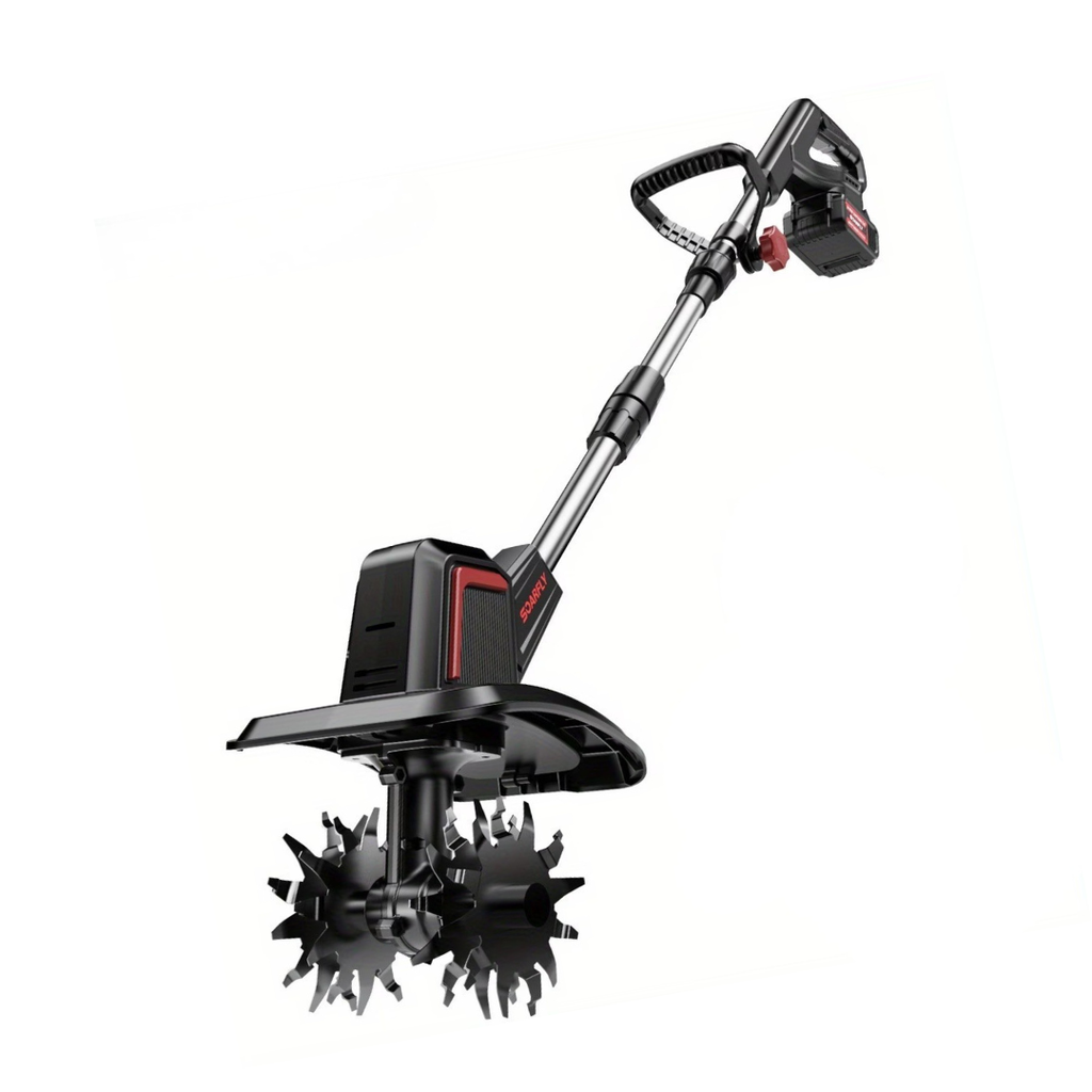 Cultivador Elétrico Terrox Sem Fio Com Lâminas de Aço Inoxidável e Bateria Dupla + BRINDE: Kit 10 Ferramentas